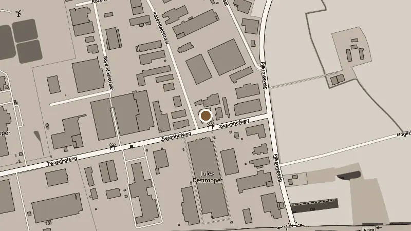 Kaart met de ligging van Rozendaalstraat 2A in Ieper